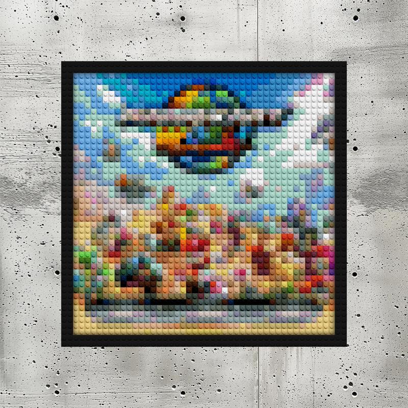 "Mario Kart World Frame - Iconic Game Cover Art" creative brick wall decor | Compatible with LEGO-style bricks | Pixel Brick Art