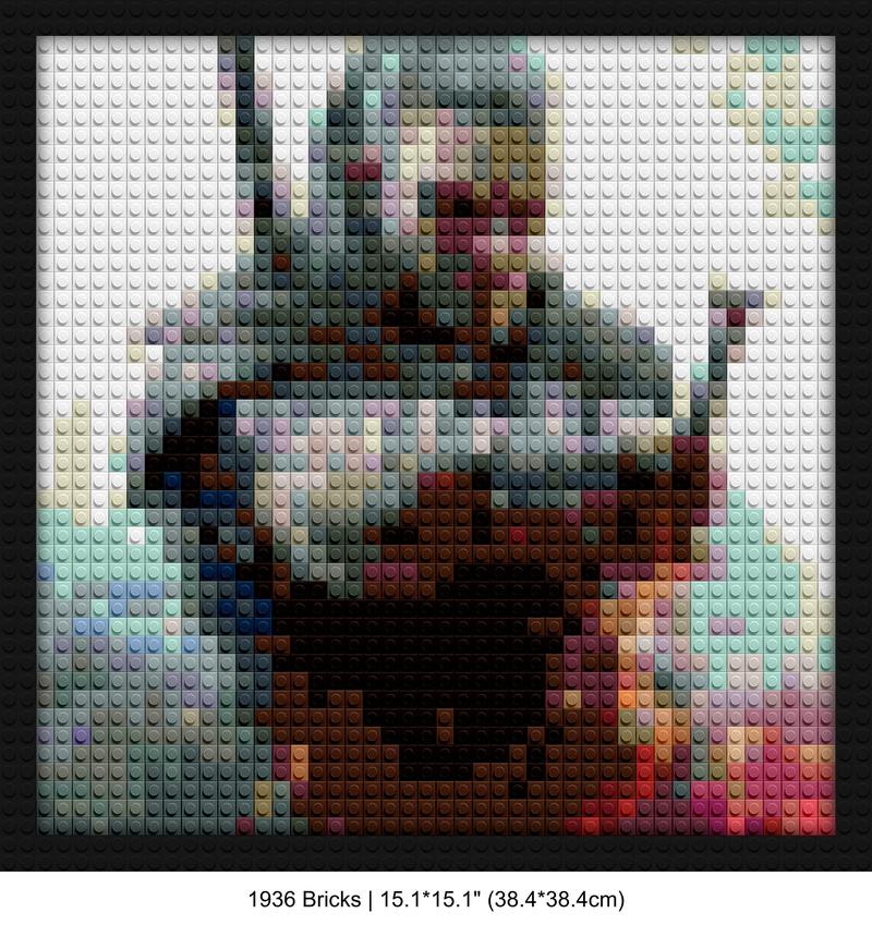 The Witcher Wild Hunt block mosaic design | Compatible with LEGO-style bricks | Pixel Brick Art