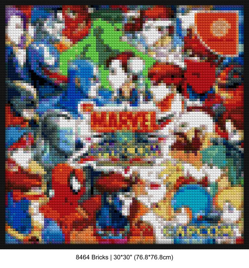 gaming room decor interlocking brick mosaic | Compatible with LEGO-style bricks | Pixel Brick Art