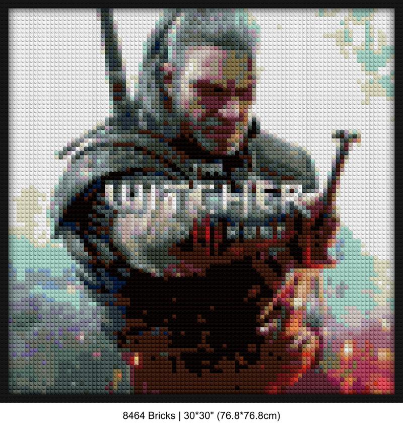 Geralt of Rivia block mosaic design | Compatible with LEGO-style bricks | Pixel Brick Art