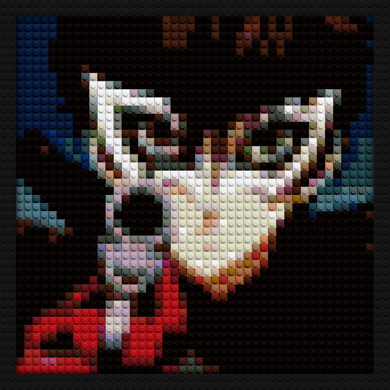 Persona 5 Joker With Mask and Gun custom brick canvas | Compatible with LEGO-style bricks | Pixel Brick Art