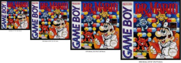 "Dr. Mario Game Boy Cover Pixel Art Frame - Retro" DIY pop culture bricks | Compatible with LEGO-style bricks | Pixel Brick Art