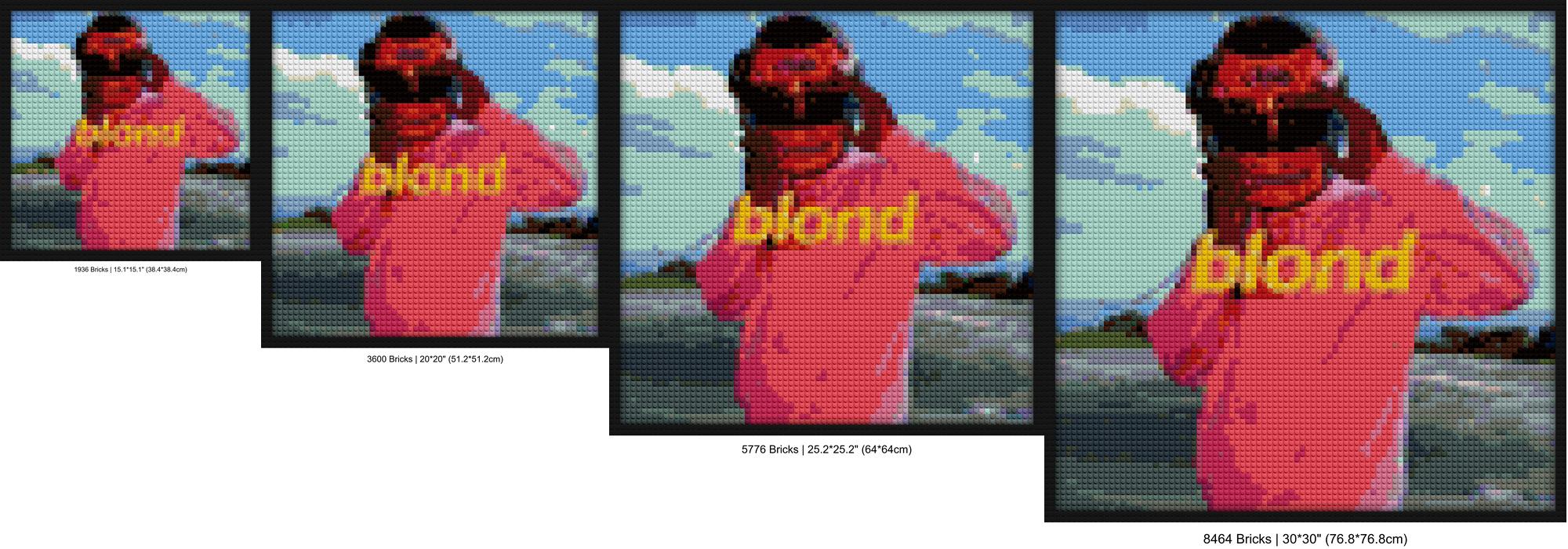 "Frank Ocean Blonde Album Cover Poster Wall Art" brick-based pixel art | Compatible with LEGO-style bricks | Pixel Brick Art
