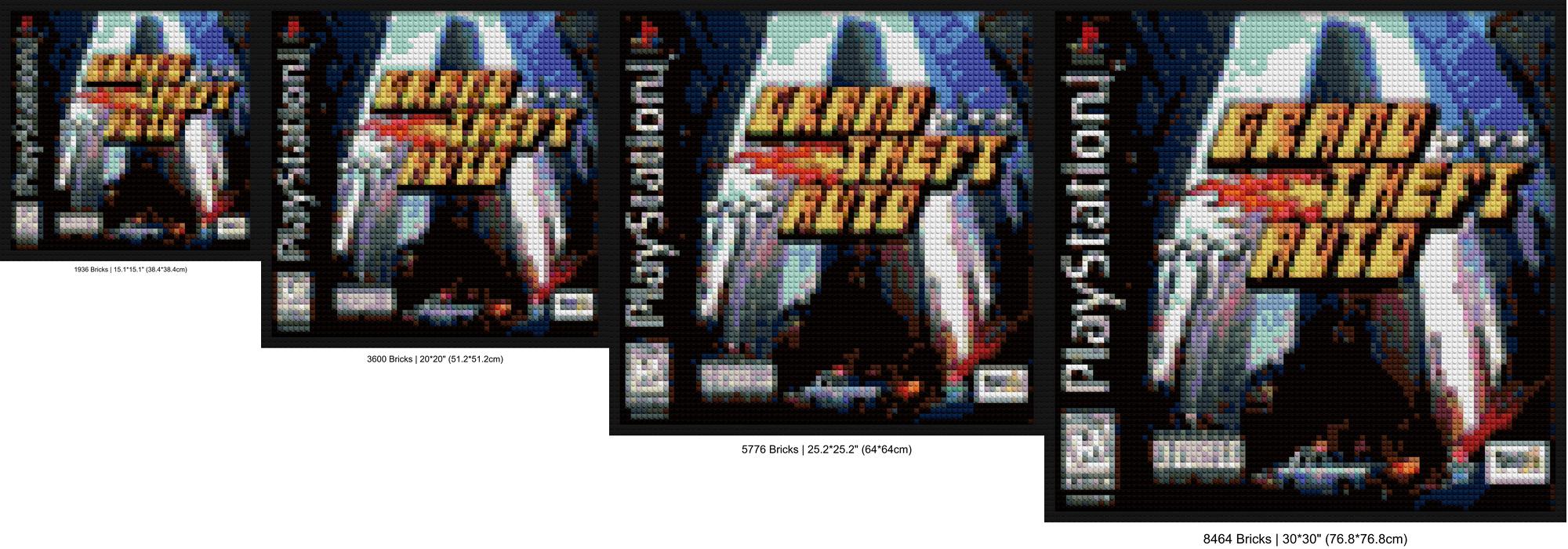 "Grand Theft Auto PS1 Wall Art Frame | Unique Design" custom brick canvas | Compatible with LEGO-style bricks | Pixel Brick Art