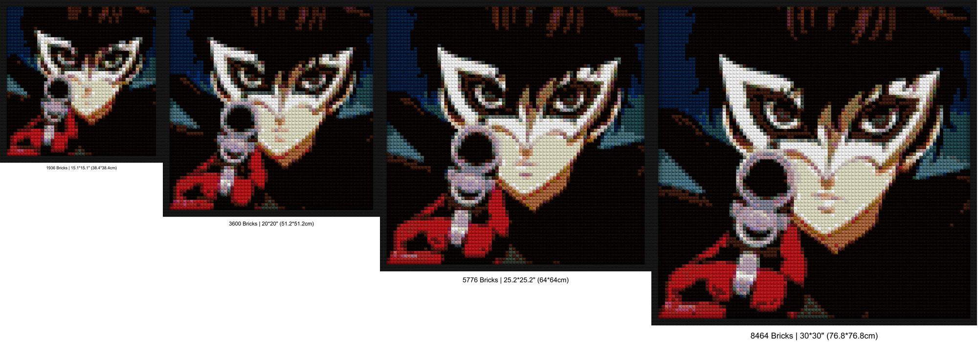"Persona 5 Joker Mask & Gun Canvas Frame - Exclusive Art" DIY pop culture bricks | Compatible with LEGO-style bricks | Pixel Brick Art