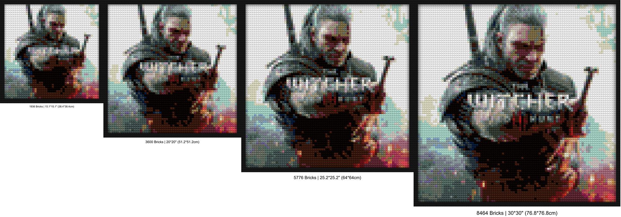 "The Witcher Wild Hunt Wall Art Frame - Unique Decor" brick painting kits | Compatible with LEGO-style bricks | Pixel Brick Art