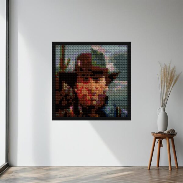 "Arthur Morgan Lego Art Frame - Unique Handcrafted Design" retro pixel brick art | Compatible with LEGO-style bricks | Pixel Brick Art