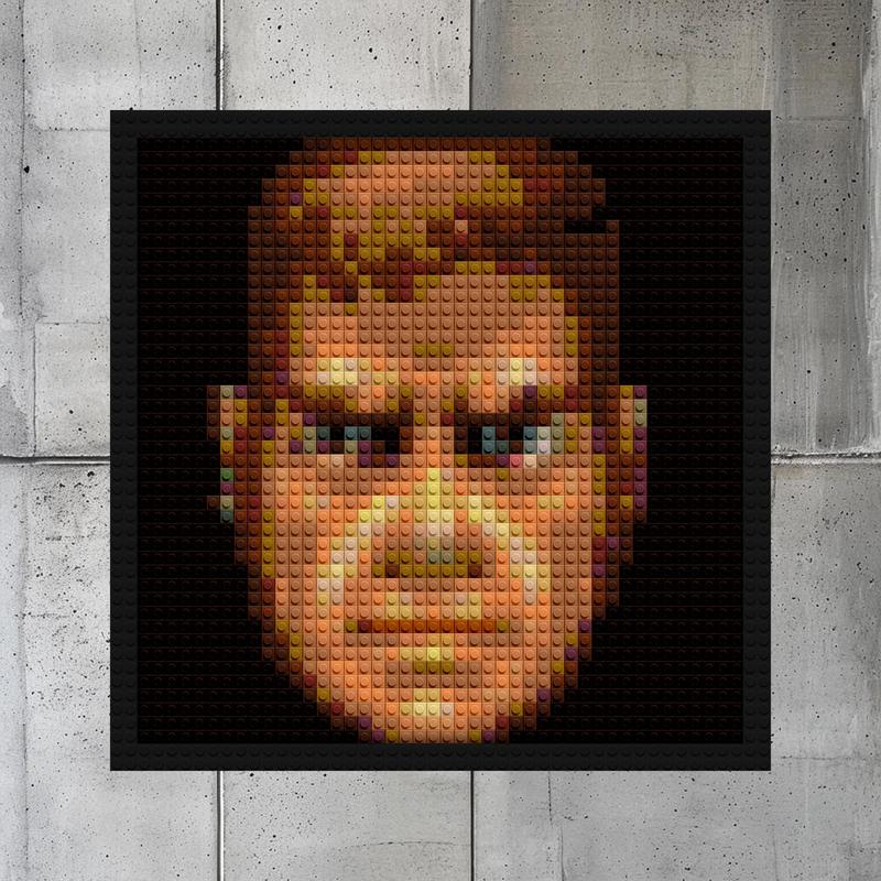 "Doom 1 Health Bar Retro Pixel Art Frame" building brick art | Compatible with LEGO-style bricks | Pixel Brick Art