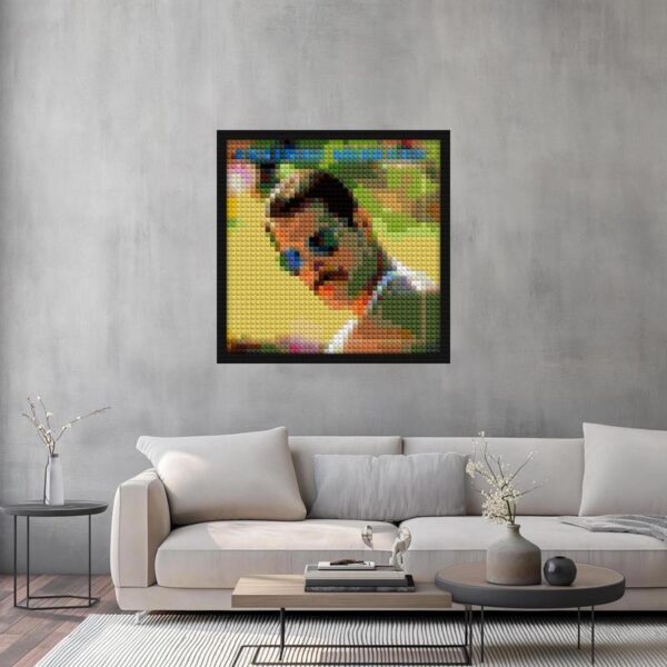 "Freddy Mercury Tribute Art Frame - Unique Wall Decor" custom brick canvas | Compatible with LEGO-style bricks | Pixel Brick Art