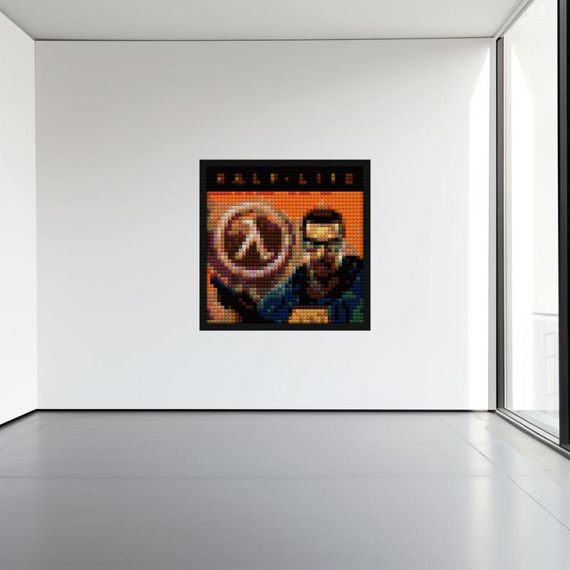 "Half Life 1 Cover Art Frame - Unique Wall Decor" LEGO-style DIY wall decor | Compatible with LEGO-style bricks | Pixel Brick Art