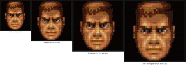 "Doom 1 Health Bar Retro Pixel Art Frame" LEGO-compatible mosaic kits | Compatible with LEGO-style bricks | Pixel Brick Art
