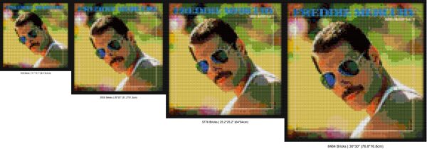"Freddy Mercury Tribute Art Frame - Unique Wall Decor" LEGO-style bricks art | Compatible with LEGO-style bricks | Pixel Brick Art