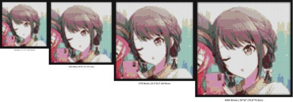 "Ena Shinonome Project Sekai Selfie Art Frame" retro pixel brick art | Compatible with LEGO-style bricks | Pixel Brick Art