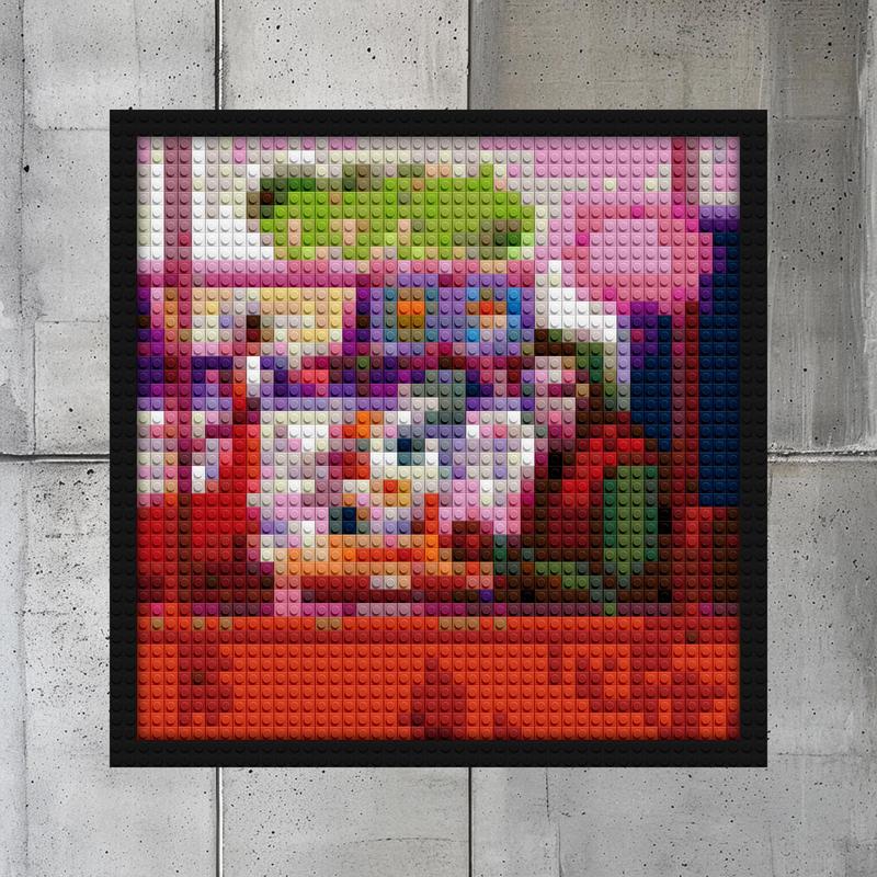"MF Food Vinyl Cover Pop Art Frame - DIY Collectible" brick block wall decor | Compatible with LEGO-style bricks | Pixel Brick Art