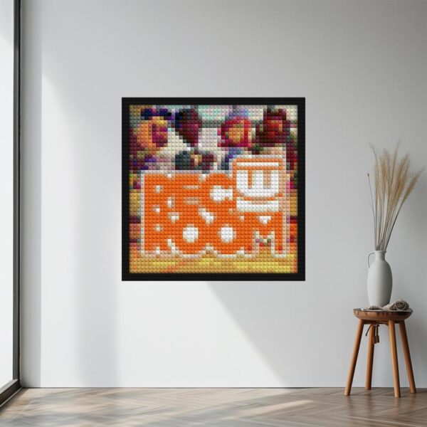 "Rec Room Game Cover Wall Art for Game Rooms - Unique" creative brick wall decor | Compatible with LEGO-style bricks | Pixel Brick Art