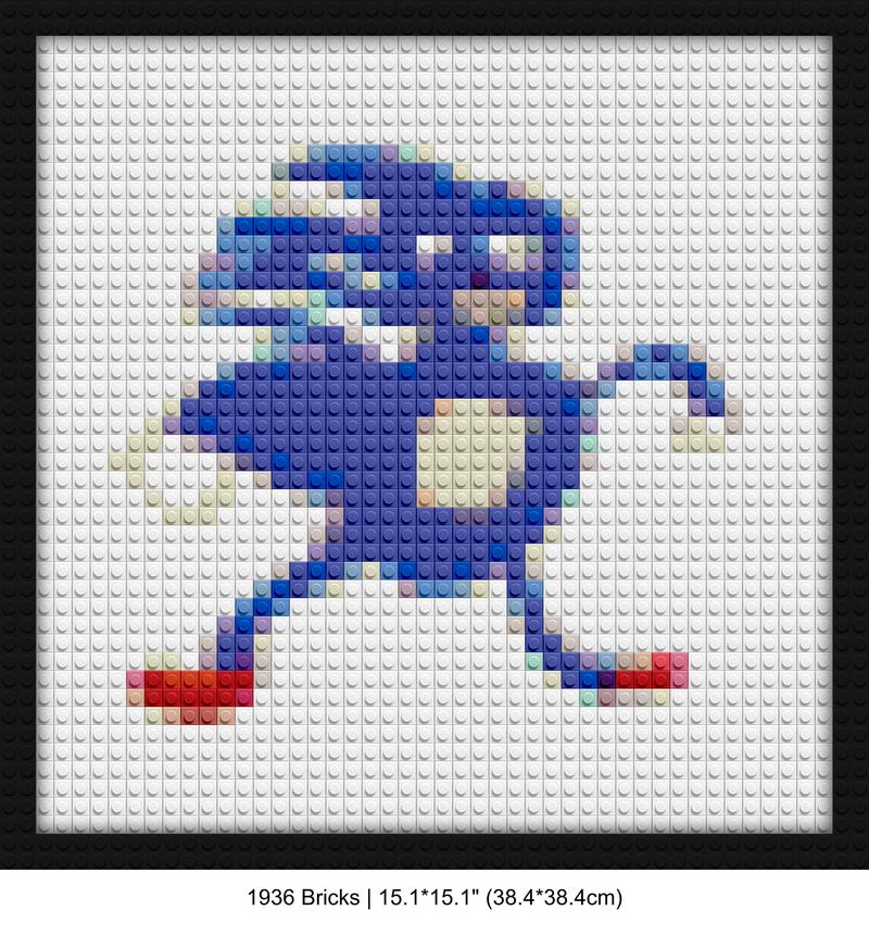 Sonic The Hedgehog retro pixel brick art | Compatible with LEGO-style bricks | Pixel Brick Art