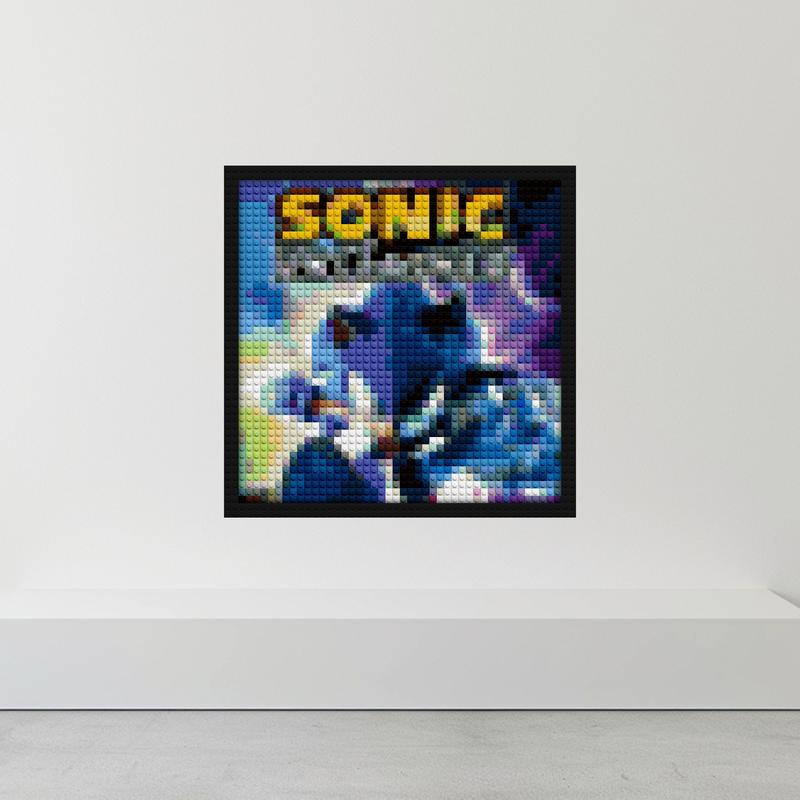 "Sonic Unleashed Lego-Themed Wall Art Frame" brick block wall decor | Compatible with LEGO-style bricks | Pixel Brick Art