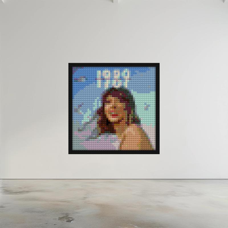 "Taylor Swift 1989 Album Cover Framed Wall Art" brick-based pixel art | Compatible with LEGO-style bricks | Pixel Brick Art