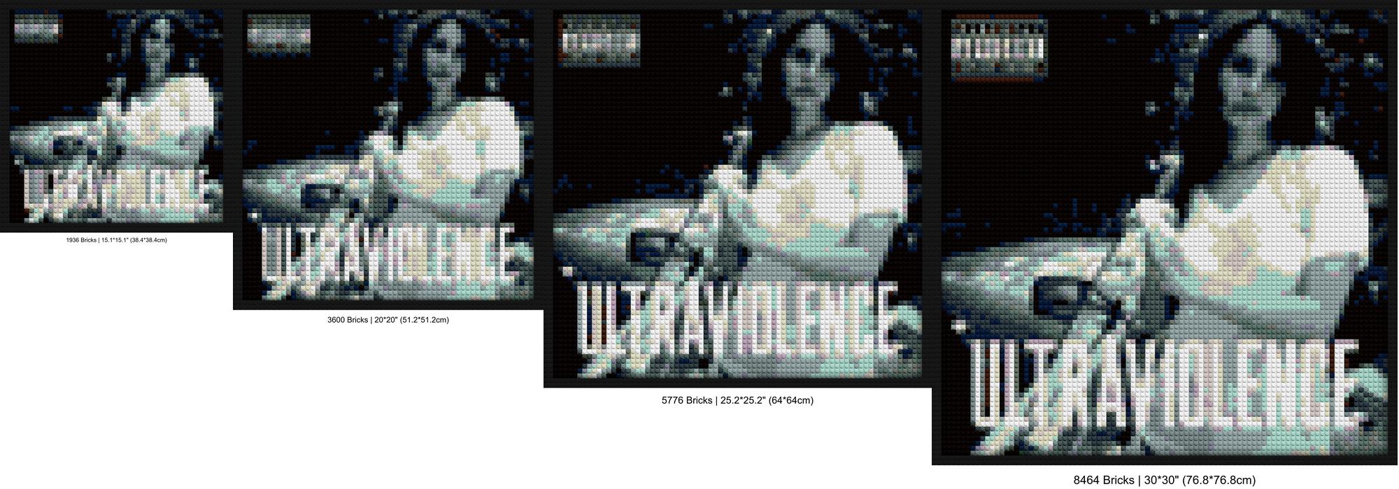 "Lana Del Rey Ultraviolence Wall Art Frame - Limited Edition" interlocking brick mosaic | Compatible with LEGO-style bricks | Pixel Brick Art