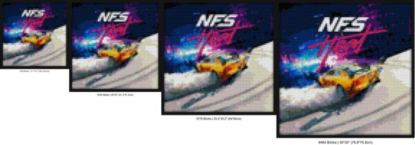 "Need For Speed Heat Pixel Art Frame - Unique Design" brick mosaic art | Compatible with LEGO-style bricks | Pixel Brick Art