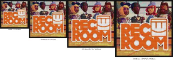 "Rec Room Game Cover Wall Art for Game Rooms - Unique" custom brick canvas | Compatible with LEGO-style bricks | Pixel Brick Art