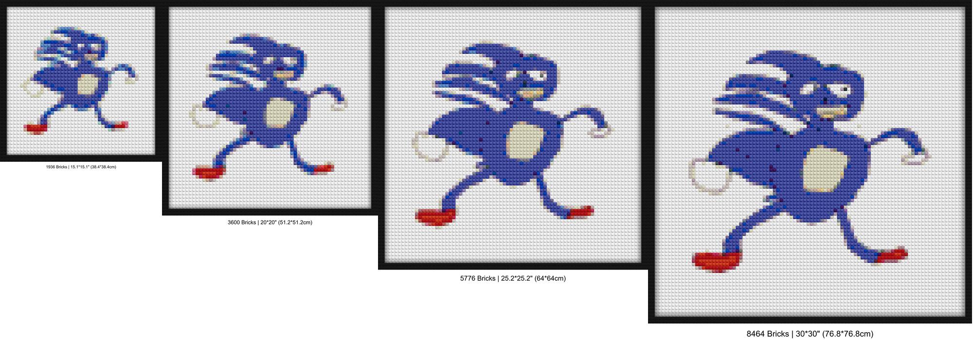 "Sonic The Hedgehog DIY Lego-Style Wall Art Frame" custom brick portraits | Compatible with LEGO-style bricks | Pixel Brick Art