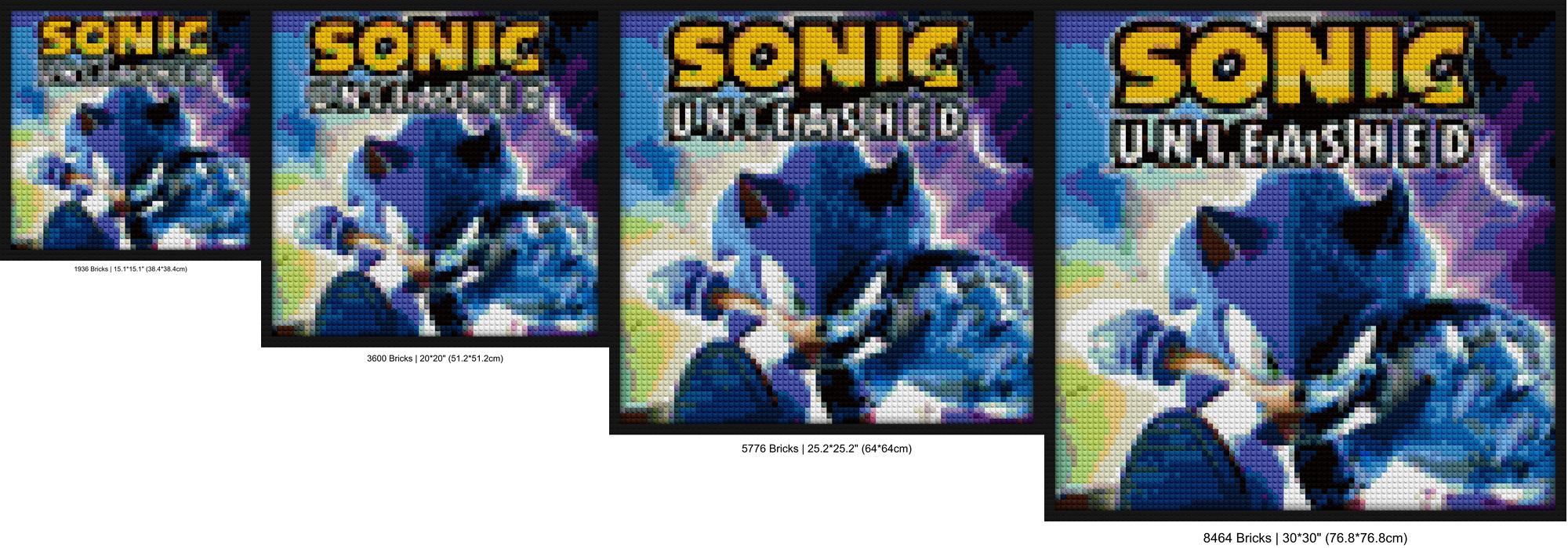 "Sonic Unleashed Lego-Themed Wall Art Frame" brick painting kits | Compatible with LEGO-style bricks | Pixel Brick Art