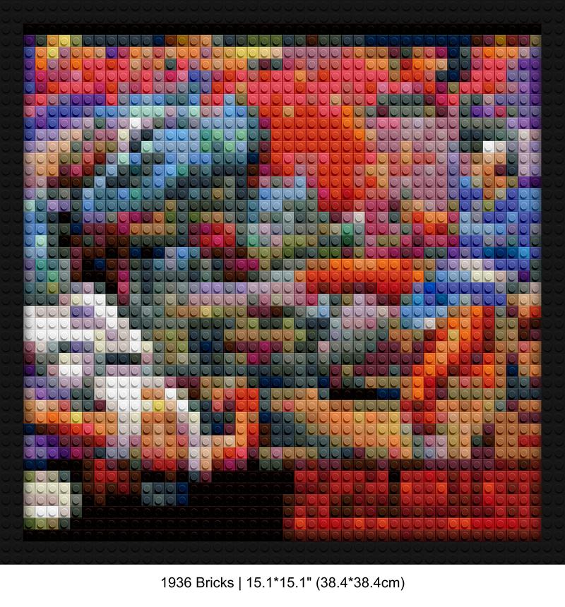 Street Fighter 2 building brick art | Compatible with LEGO-style bricks | Pixel Brick Art