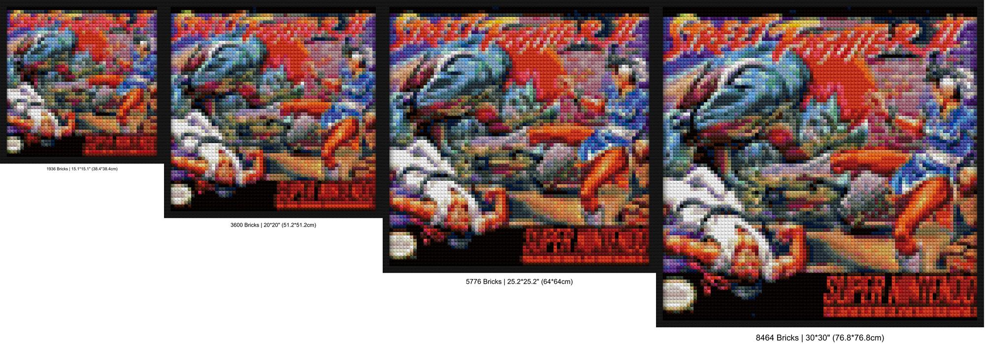 "Street Fighter 2 Super Nintendo Wall Art Frame" brick block wall decor | Compatible with LEGO-style bricks | Pixel Brick Art