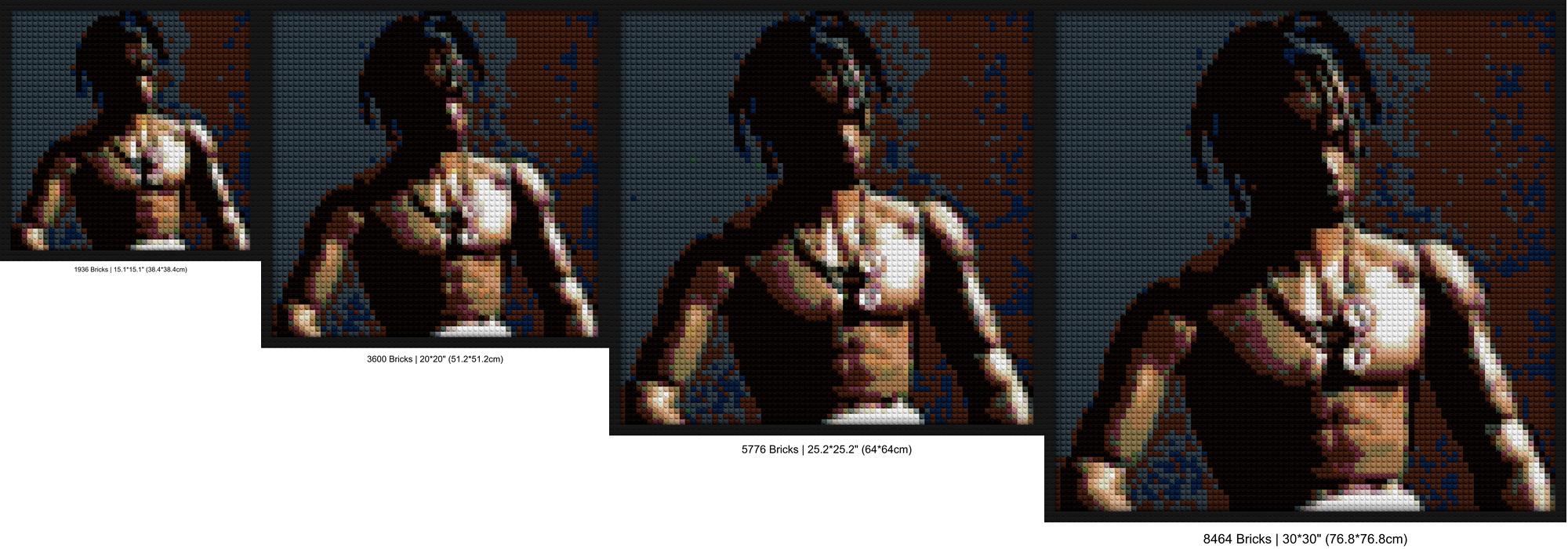 "Travis Scott Rodeo LEGO Wall Art - Unique Design" custom brick portraits | Compatible with LEGO-style bricks | Pixel Brick Art