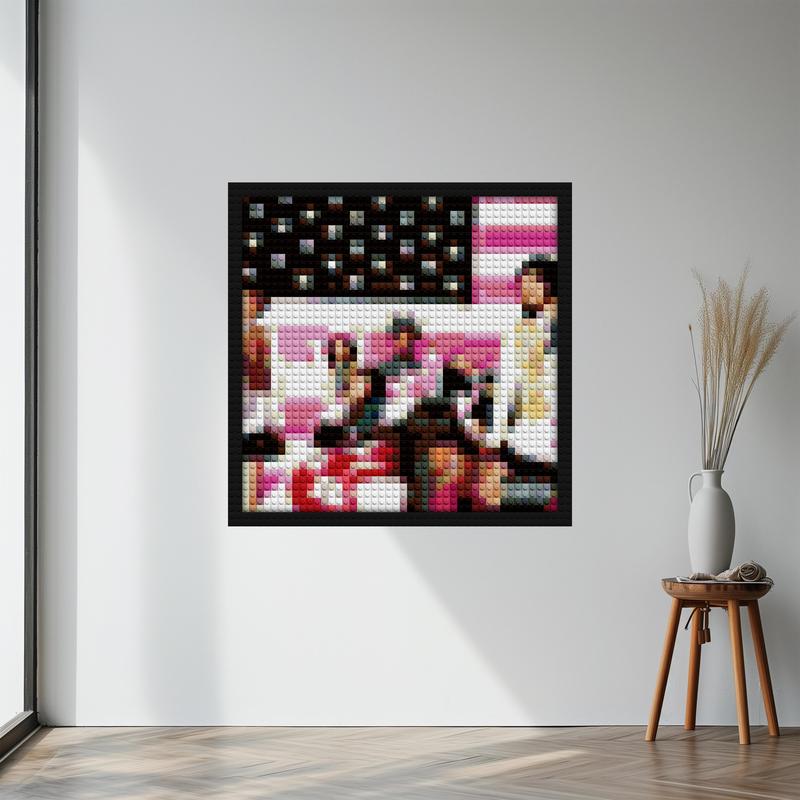 "Lil Uzi Vert Pink Tape Cover Art Frame - Limited Edition" pixel brick art | Compatible with LEGO-style bricks | Pixel Brick Art