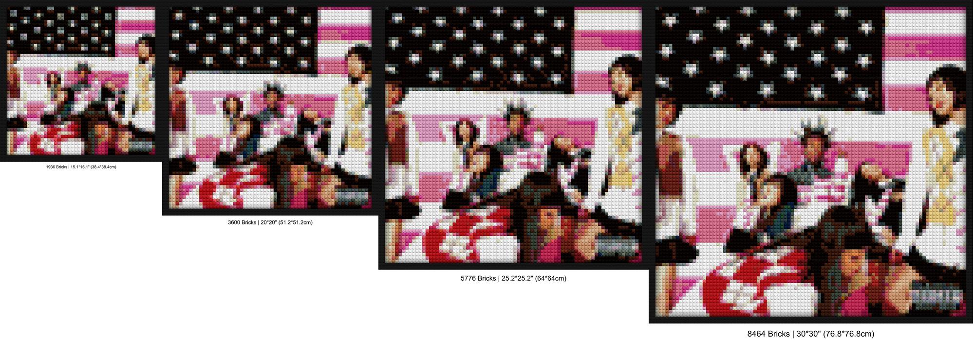 "Lil Uzi Vert Pink Tape Cover Art Frame - Limited Edition" brick-inspired artwork | Compatible with LEGO-style bricks | Pixel Brick Art